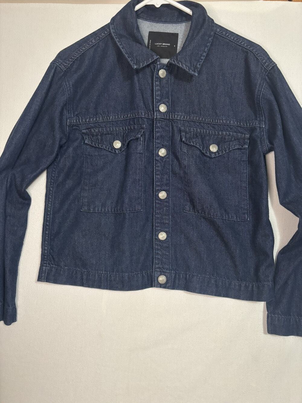 Lucky Brand Jacket Womens Small Blue Jean Button Front pockets
